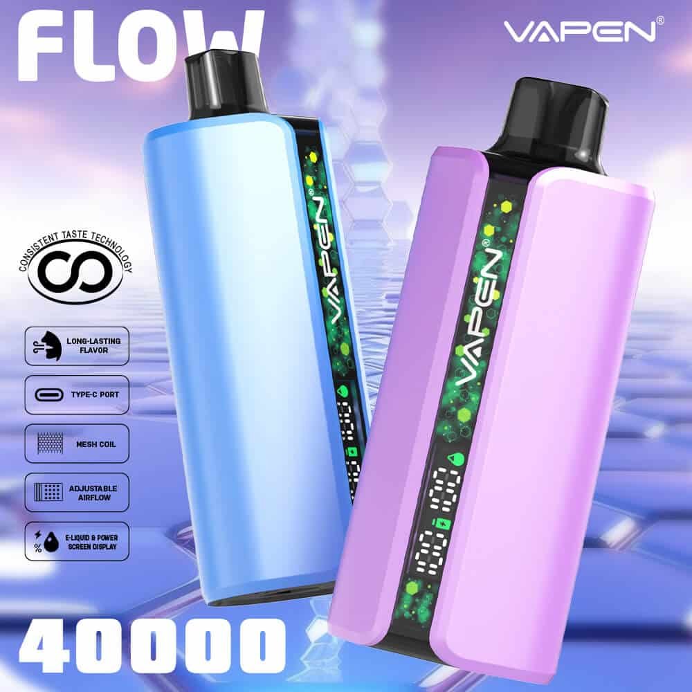VAPEN-FLOW-40000-40K-Puffs-Disposable-Vape-EU-Warehouse-Fast-Shipping-Vaper-Puff-Happ-Bar-SS36000-Vapsolo-Razz-Bar-JNR-Vaper-Electronic-Cigarette-Wholesale-50K-Vapers-1.jpg Vapen Flow vape devices, blue and pink colors.