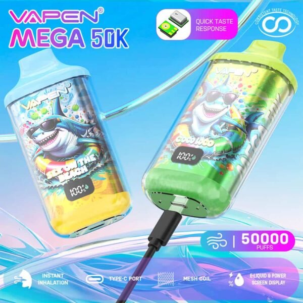 Vape devices with shark design, 50,000 puffs