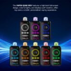 Vapen Quad Box with colorful lights and display.