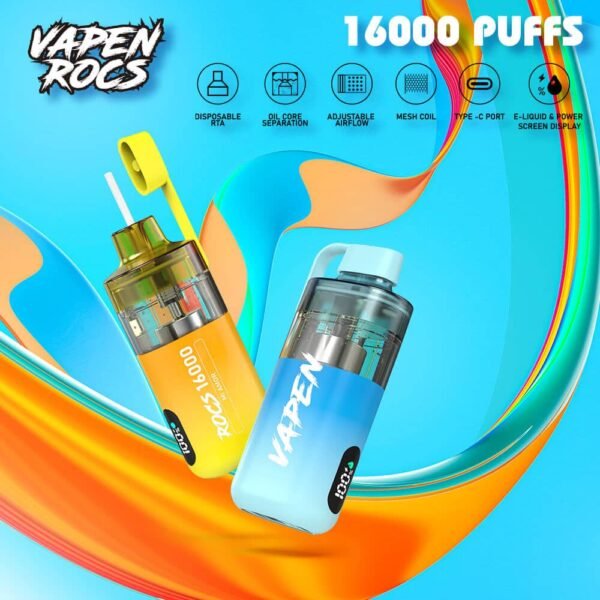Vapen Rocs vape with 16000 puffs feature.