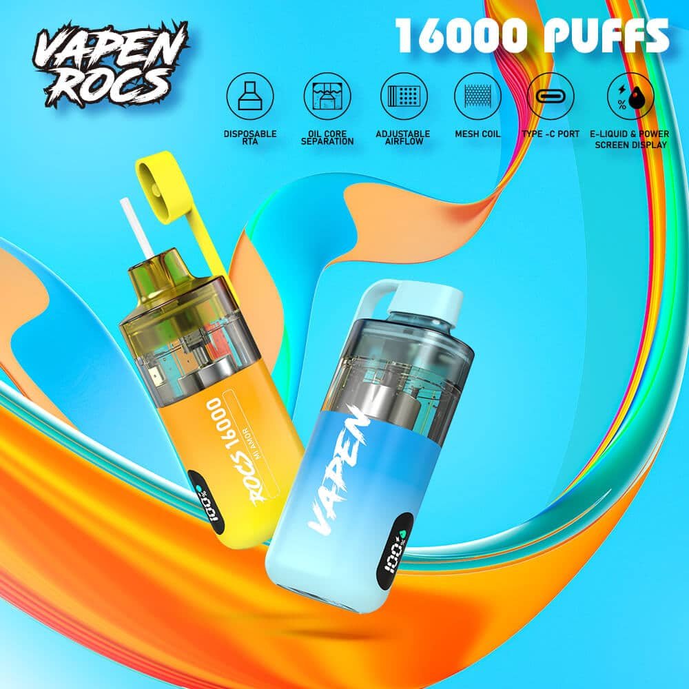VAPEN-ROCS-PUFF-16K-16000-PUFFS-Disposable-Vape-Refillbale-OCS-Oil-Core-Separation-Vaposolo-Razz-Bar-Refilling-Tastfog-VOZOL-Vaper-Wape-2.jpg Vapen Rocs vape with 16000 puffs feature.