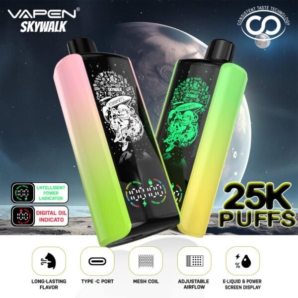 Vapen Skywalk vape with 25K puffs capacity.