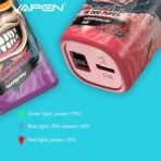 Vape packaging with power indicator lights description.