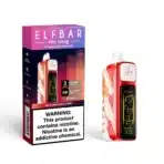Elf Bar watermelon cherry vape with nicotine warning.
