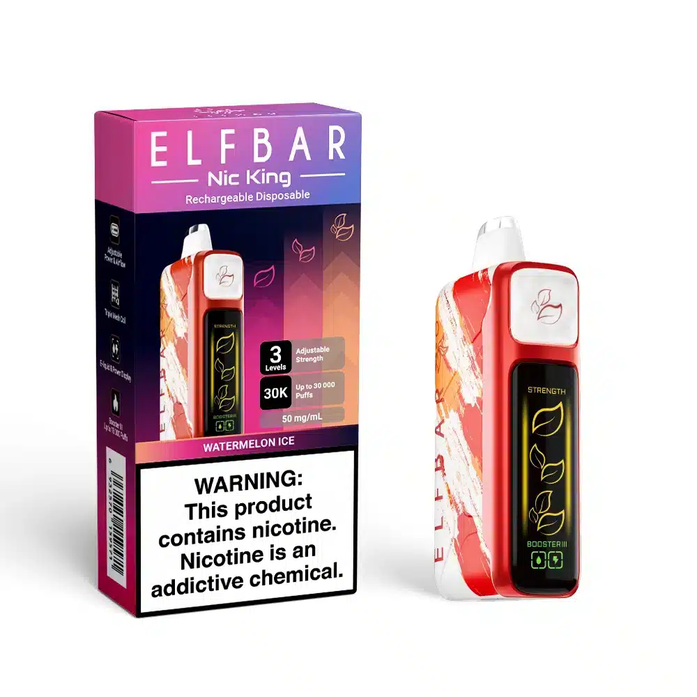 WatermelonIce-6e0f ELFBAR Nic King Watermelon Ice vape packaging.