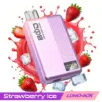 Pink vape with strawberry and ice splash design.