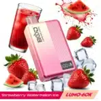 Strawberry watermelon flavored vape with ice and juice.