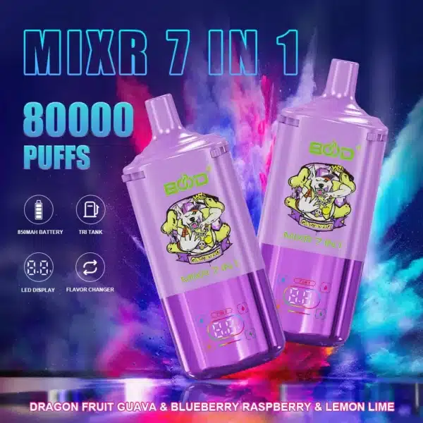 Mixr 7-in-1 vape with fruit flavors.