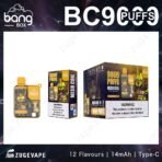 Bang Box vape, 9000 puffs, nicotine warning.