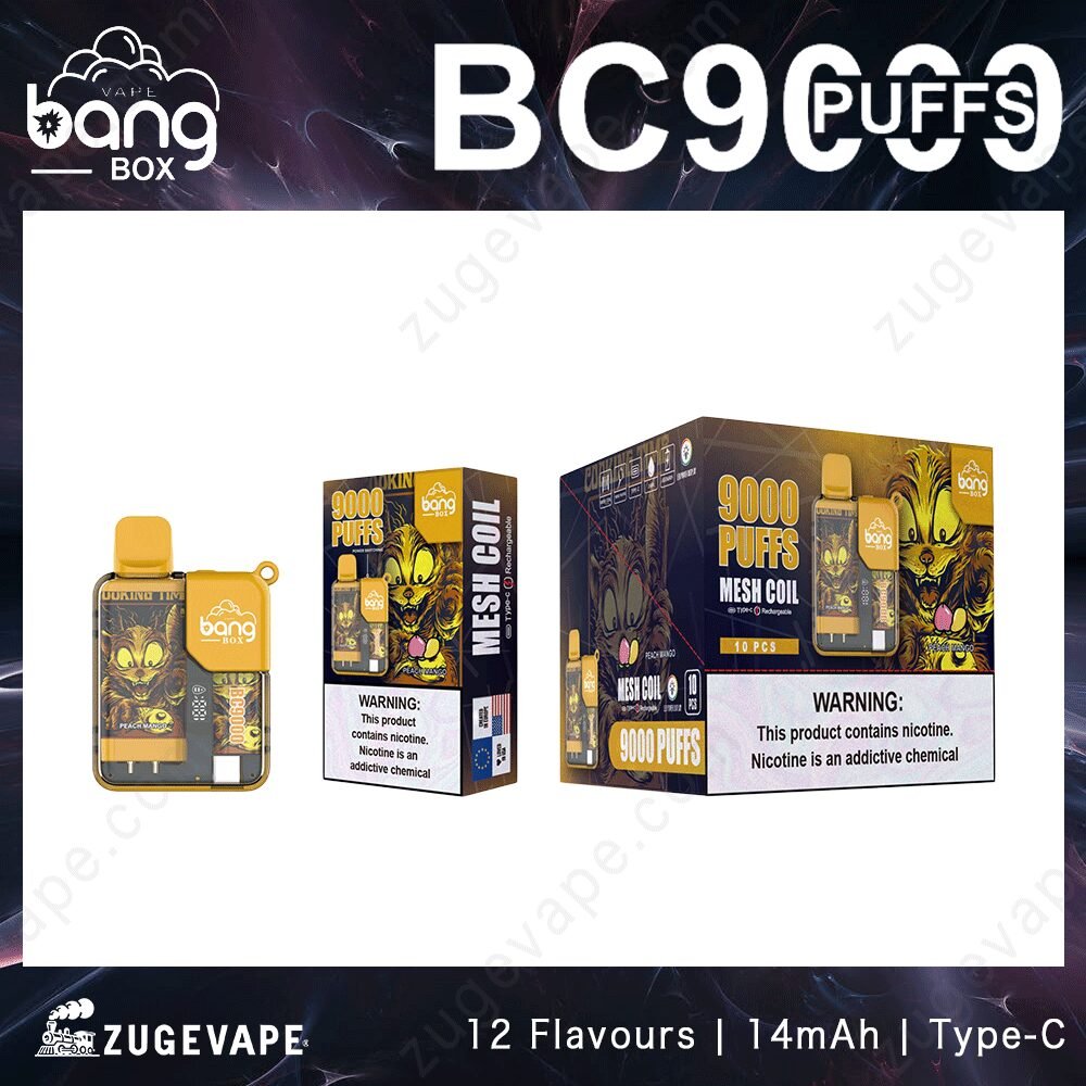 fpCHIOc3-Bang-box-9000Puffs-7.jpg Bang Box vape, 9000 puffs, nicotine warning.