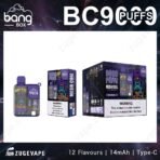 Bang Box BC9000 vape packaging with warning label.