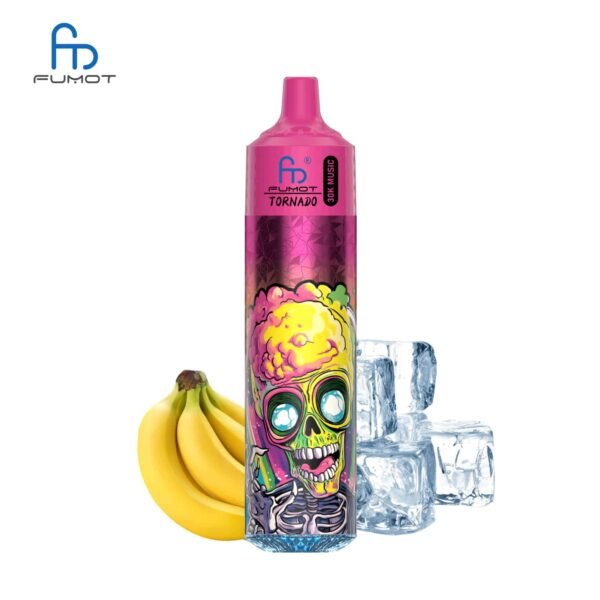 Colorful vape with bananas and ice cubes