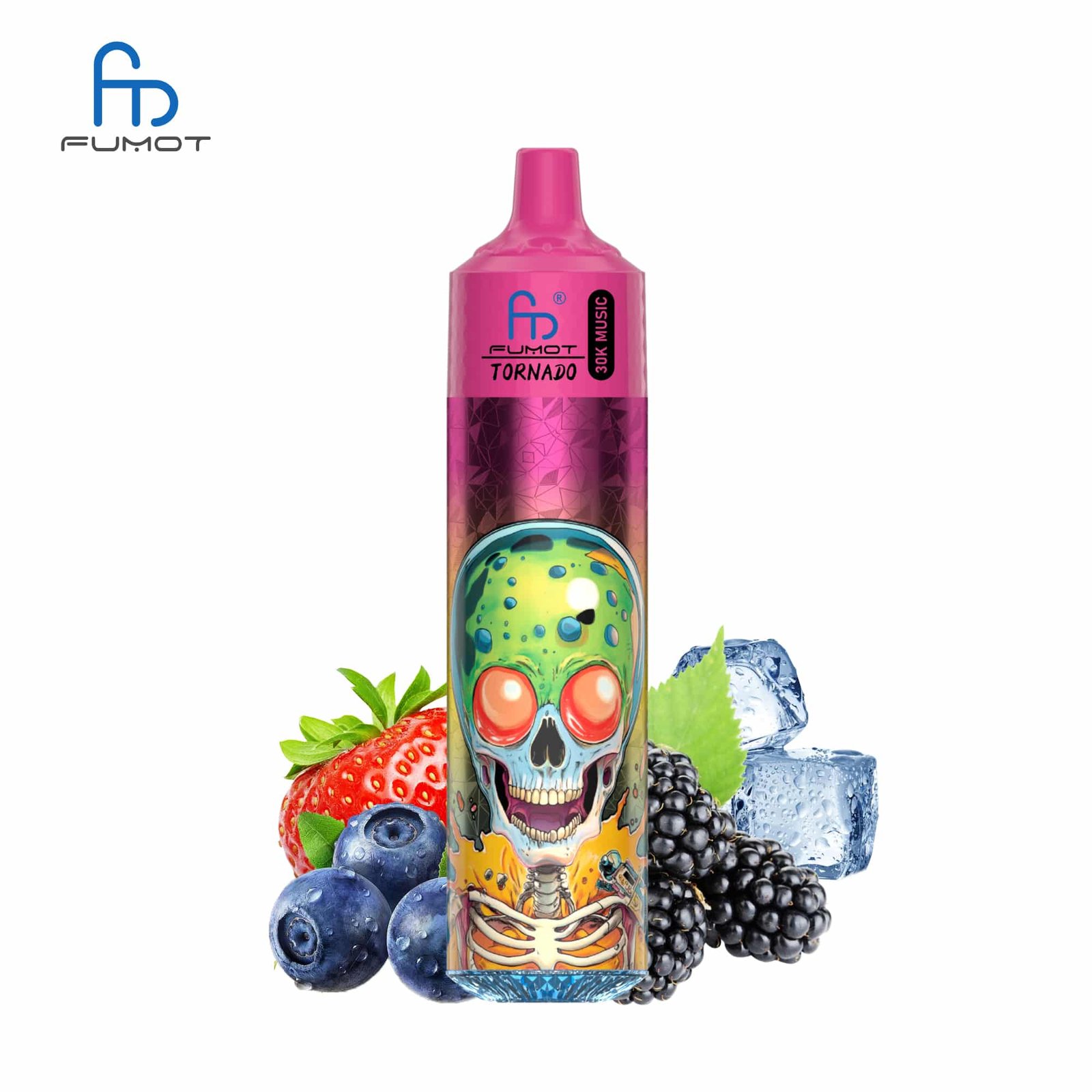 sleek-vape-RandM-Tornado-30000-Puffs-Blue-Razz-lce.jpg Fumot vape with fruit and ice cubes
