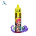 Colorful vape with skull design and fruit splash.