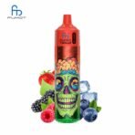 Colorful vape pen with skull design and berries.