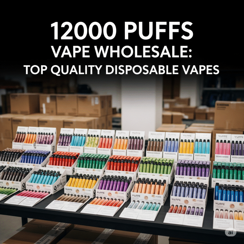 Wholesale disposable vapes displayed on store shelves.
