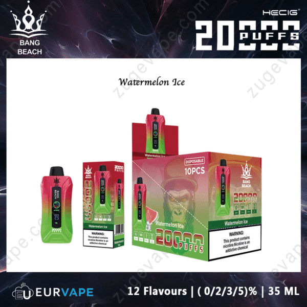 Watermelon Ice disposable vape, 2000 puffs, 12 flavors.