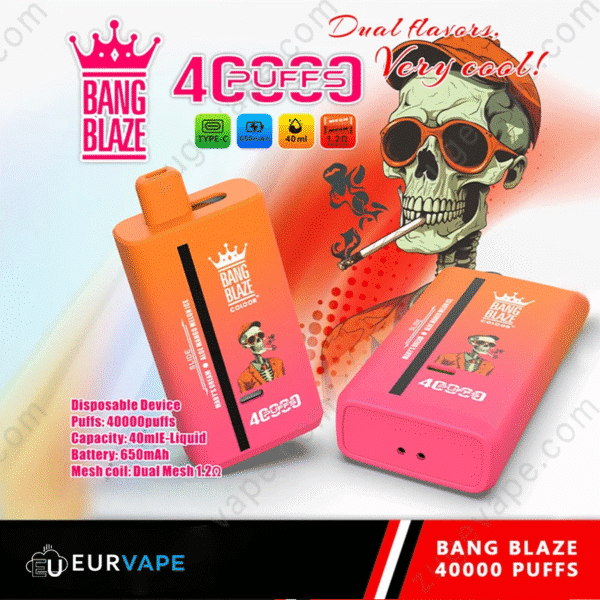 Bang Blaze vape, dual flavors, 40000 puffs.