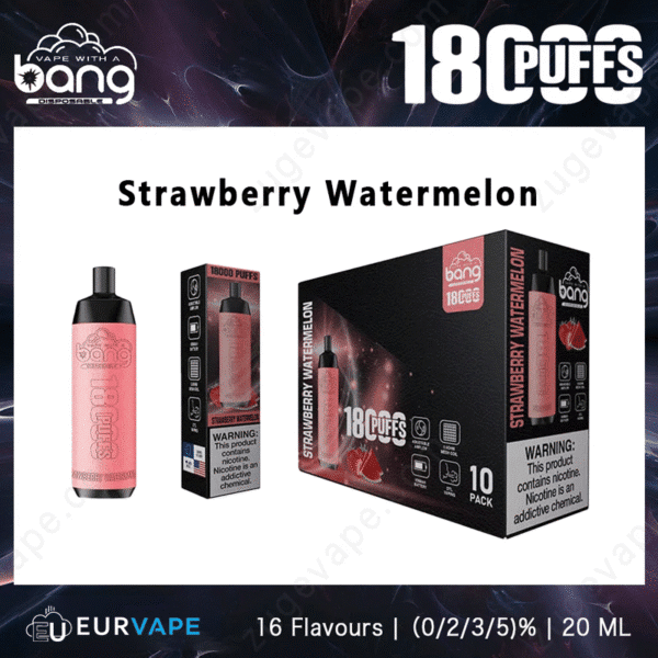 Strawberry Watermelon vape, 18000 puffs, ten-pack box.