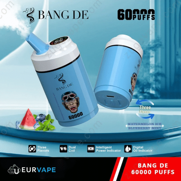 Bang De vape 60000 puffs, three flavors available.