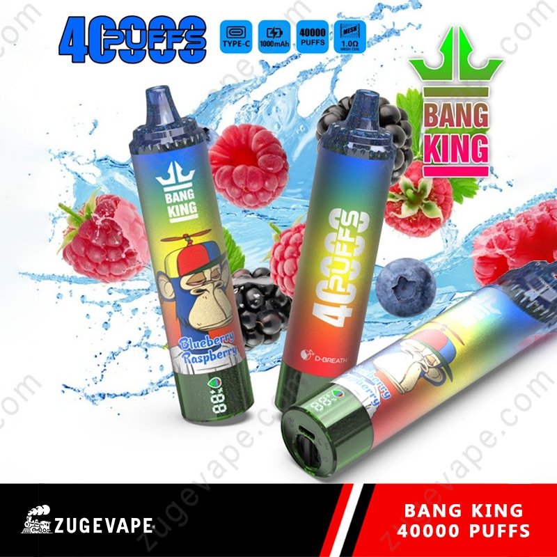 Bang-King-40000-Puffs-Blueberry-Raspberry.jpg Bang King vape, blueberry raspberry flavor, 40000 puffs.