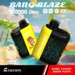 Bang Blaze vape device, 50000 puffs, tropical theme.