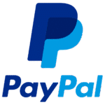 PayPal logo with blue overlapping P letters.