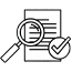 Document with magnifying glass and checkmark icon
