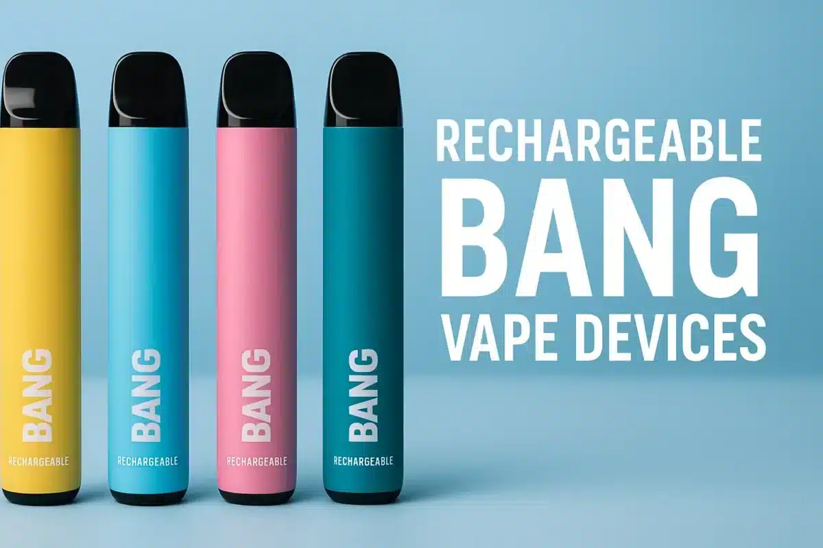 Colorful rechargeable vape devices displayed vertically