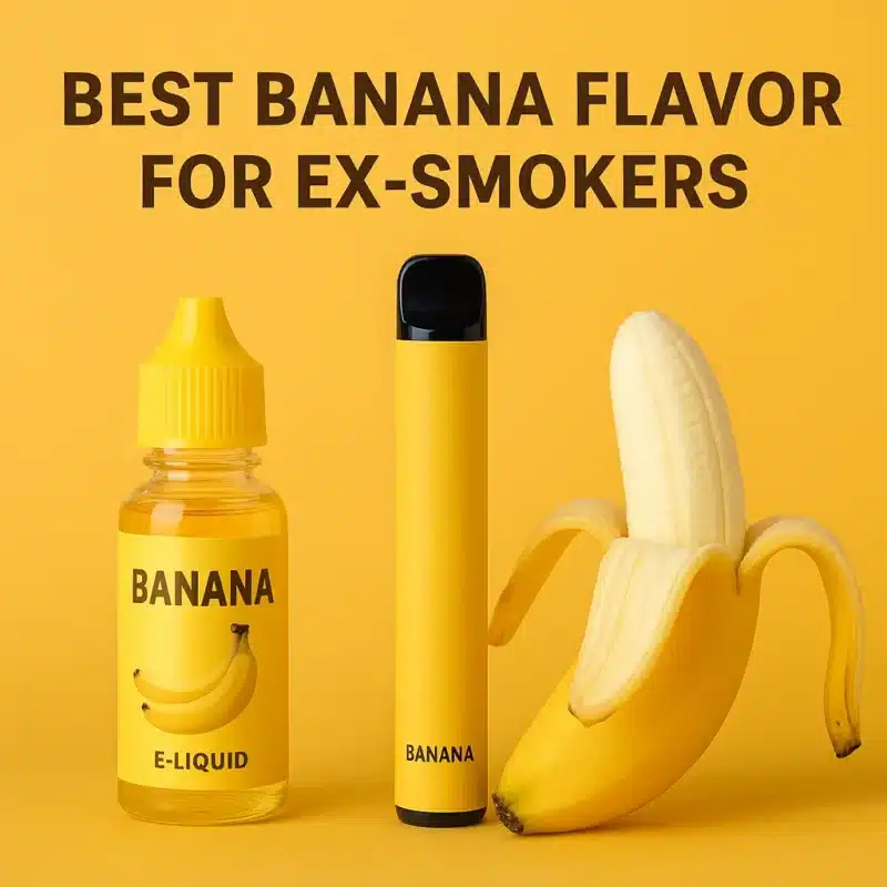 Banana-flavored e-liquids for ex-smokers showcased.