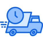 Fast delivery icon with clock on truck