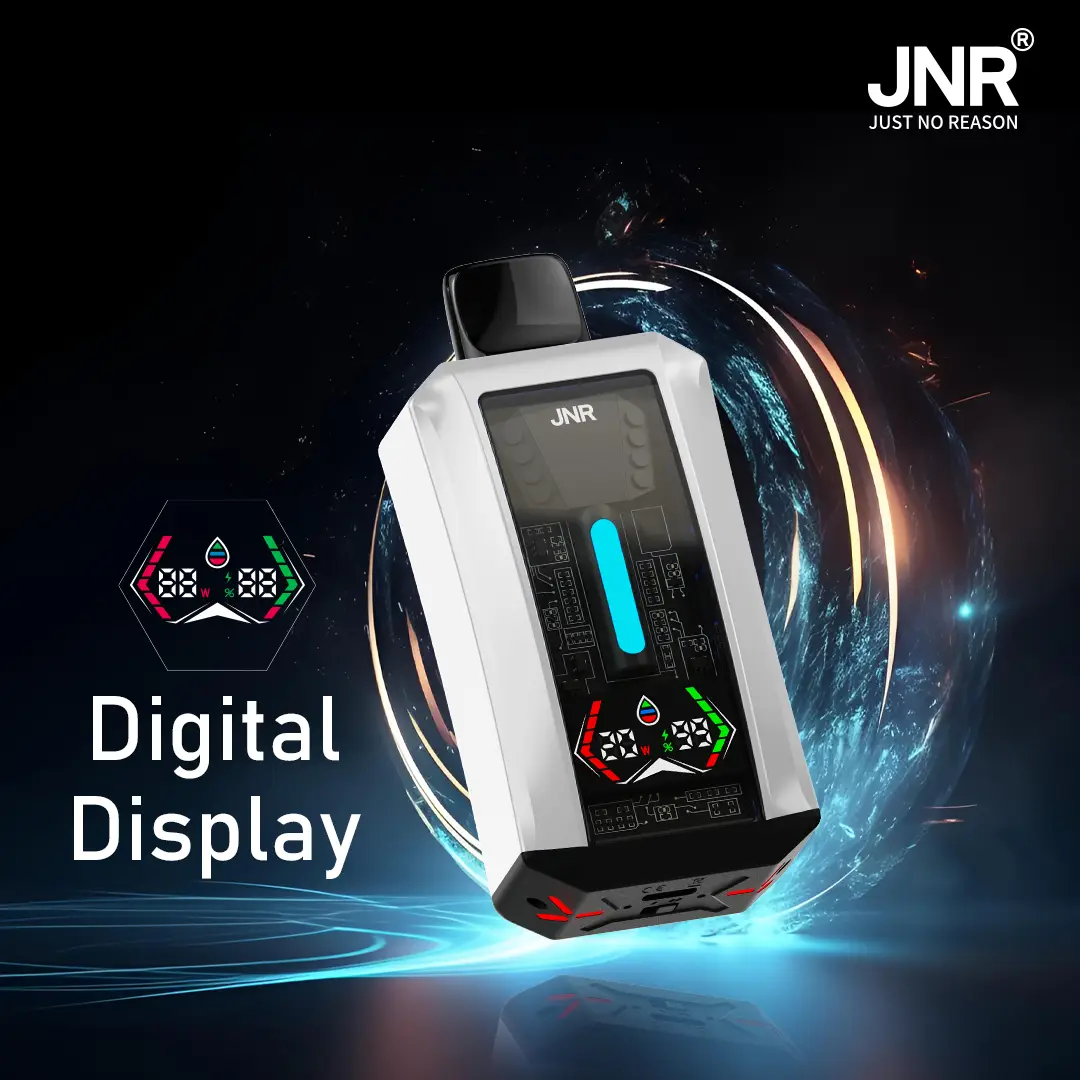 jnr-tank-pro-disposable-vape JNR digital display device with futuristic design